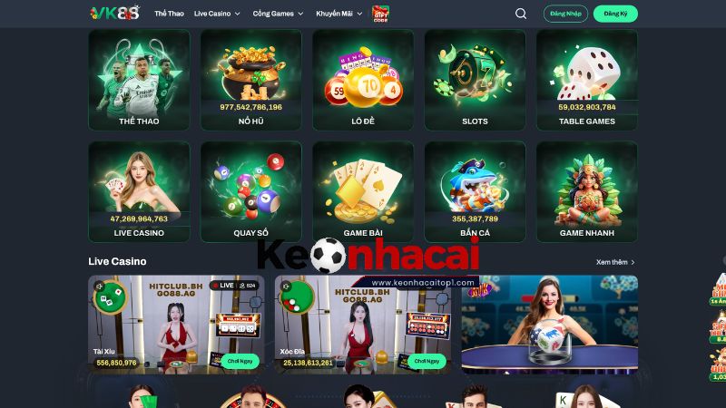 Các sản phẩm cá cược nổi bật tại VK88