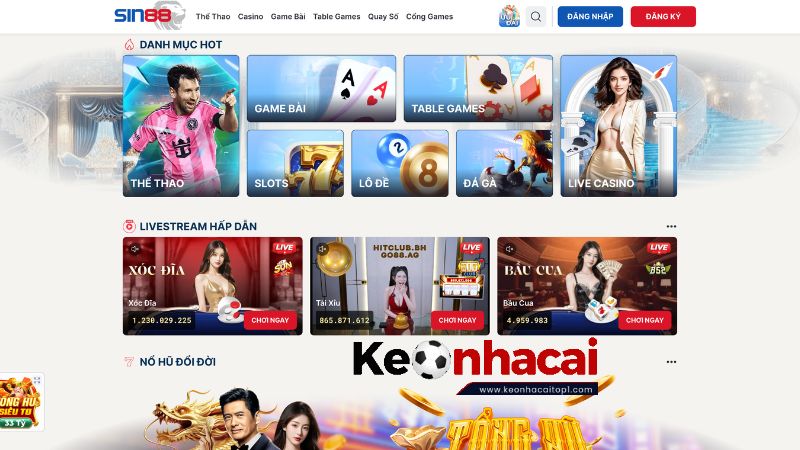 Các sản phẩm cá cược nổi bật tại SIN88