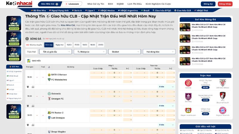 Các Trận Giao Hữu CLB Mới Nhất Và Kết Quả Gần Đây