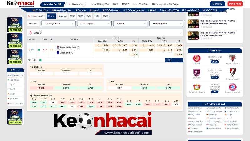 Kèo Nhà Cái Cập Nhật Tỷ Lệ Kèo VĐQG Australia Nhanh Và Chính Xác