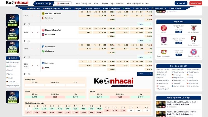 Tỷ lệ kèo trong giải đấu VĐQG Đức tại kèo nhà cái